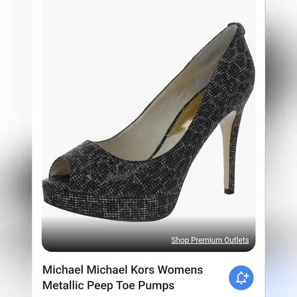 2/$40 Michael Kors metallic Blue , Gold Peep Toe Heels Used EUC..excellent Size9 - Picture 4 of 13